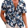 COOFANDY Men's Tropical Hawaiian Short Sleeve Casual Button Down Beach Shirt