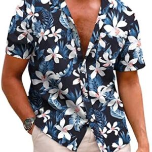 COOFANDY Men's Tropical Hawaiian Short Sleeve Casual Button Down Beach Shirt