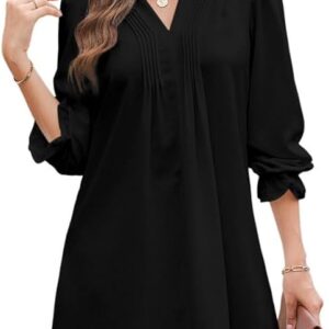 Dokotoo Women's Casual A-Line Dress, Ruffle Sleeve V Neck Midi Dress 2024 Fashion